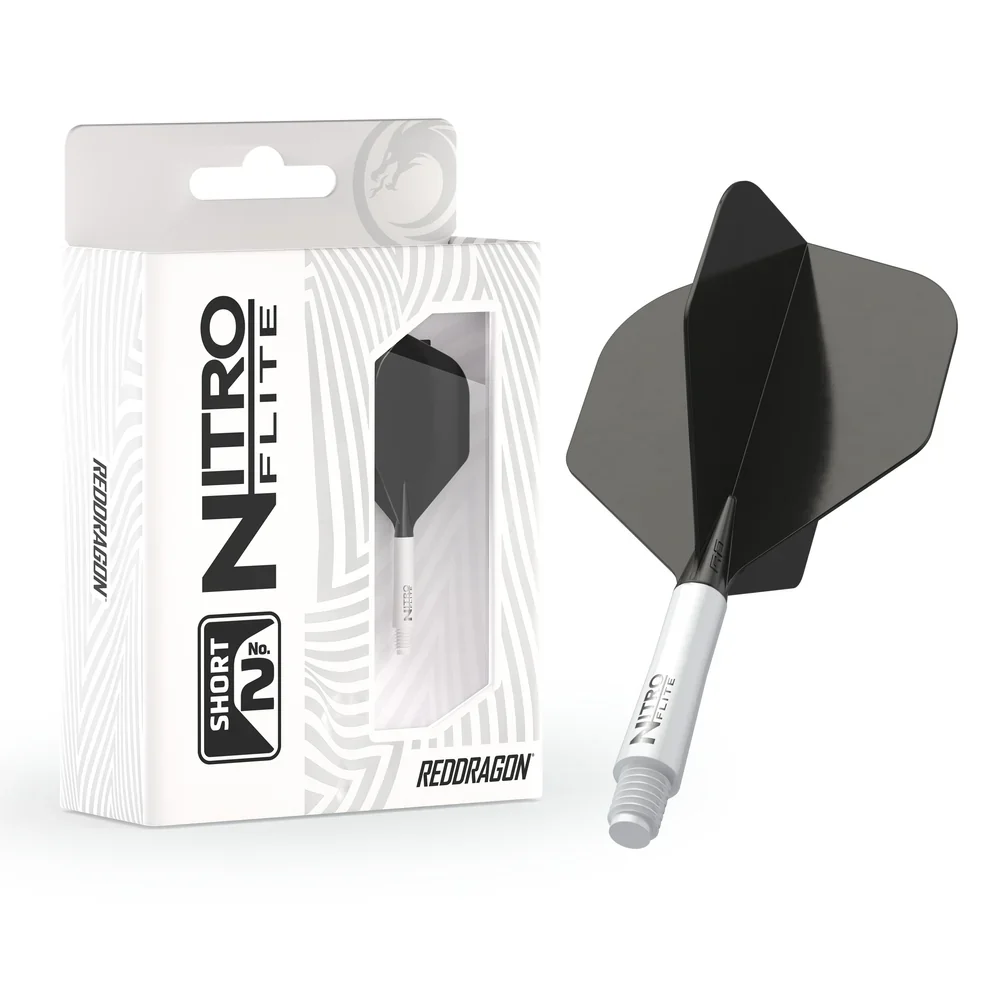 Nitro Flite Integrated Flight & Shaft - White & Black | Red Dragon