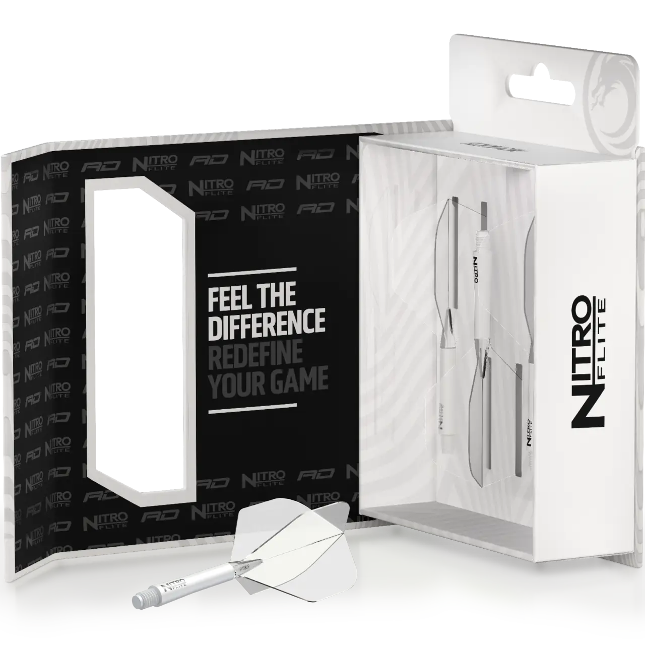 Nitro Flite Integrated Flight & Shaft - White & Clear | Red Dragon - Image 3