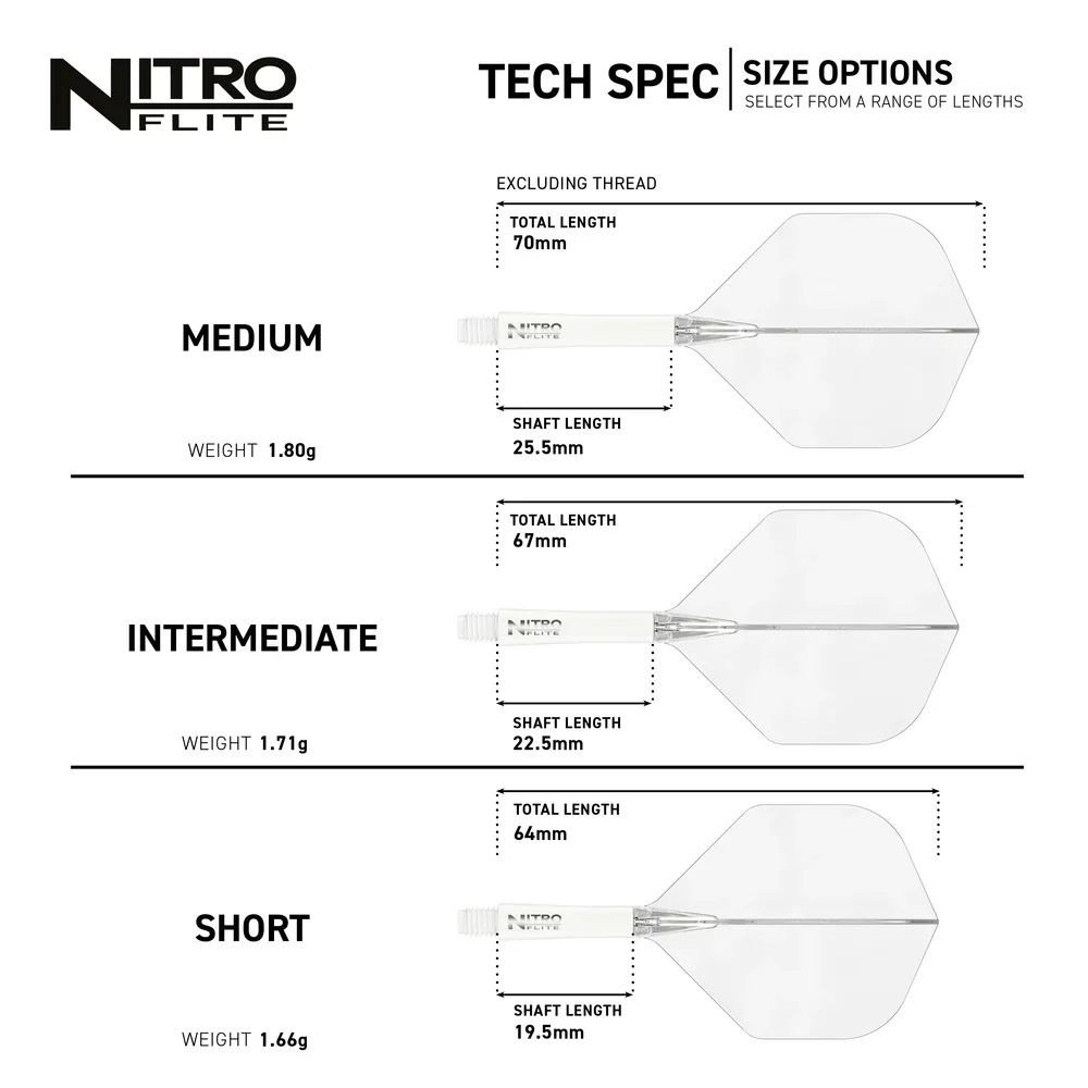 Nitro Flite Integrated Flight & Shaft - White & Clear | Red Dragon - Image 7