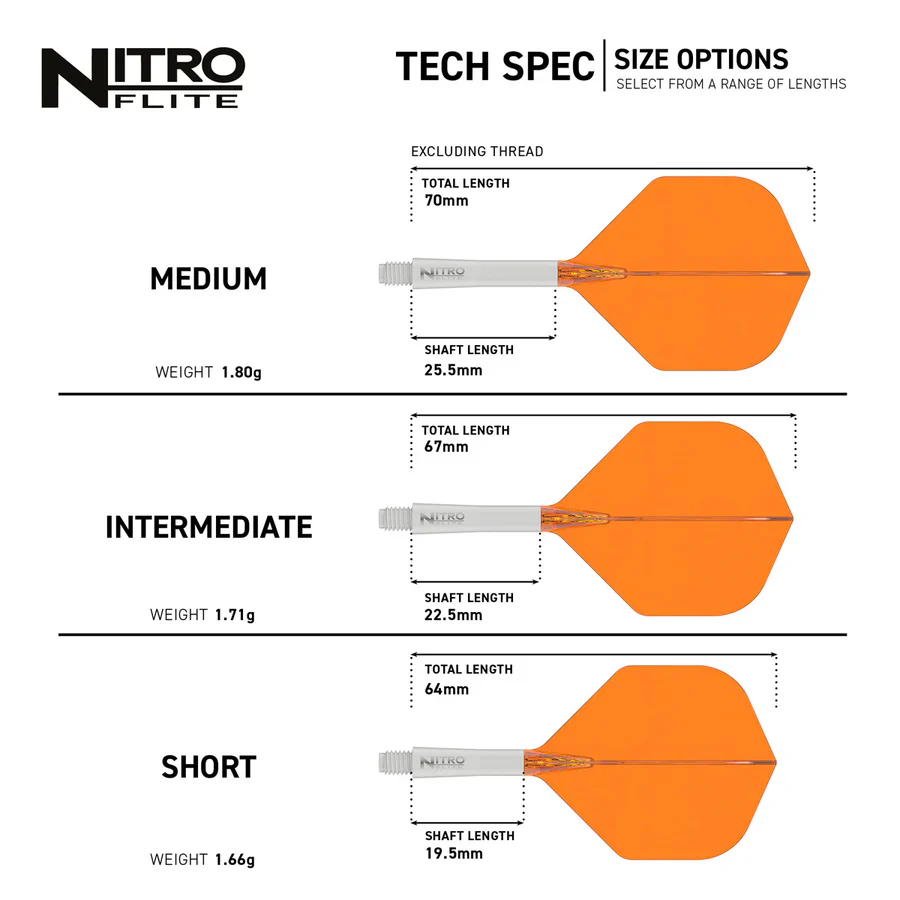 Nitro Flite Integrated Flight & Shaft White & Orange | Red Dragon - Image 7
