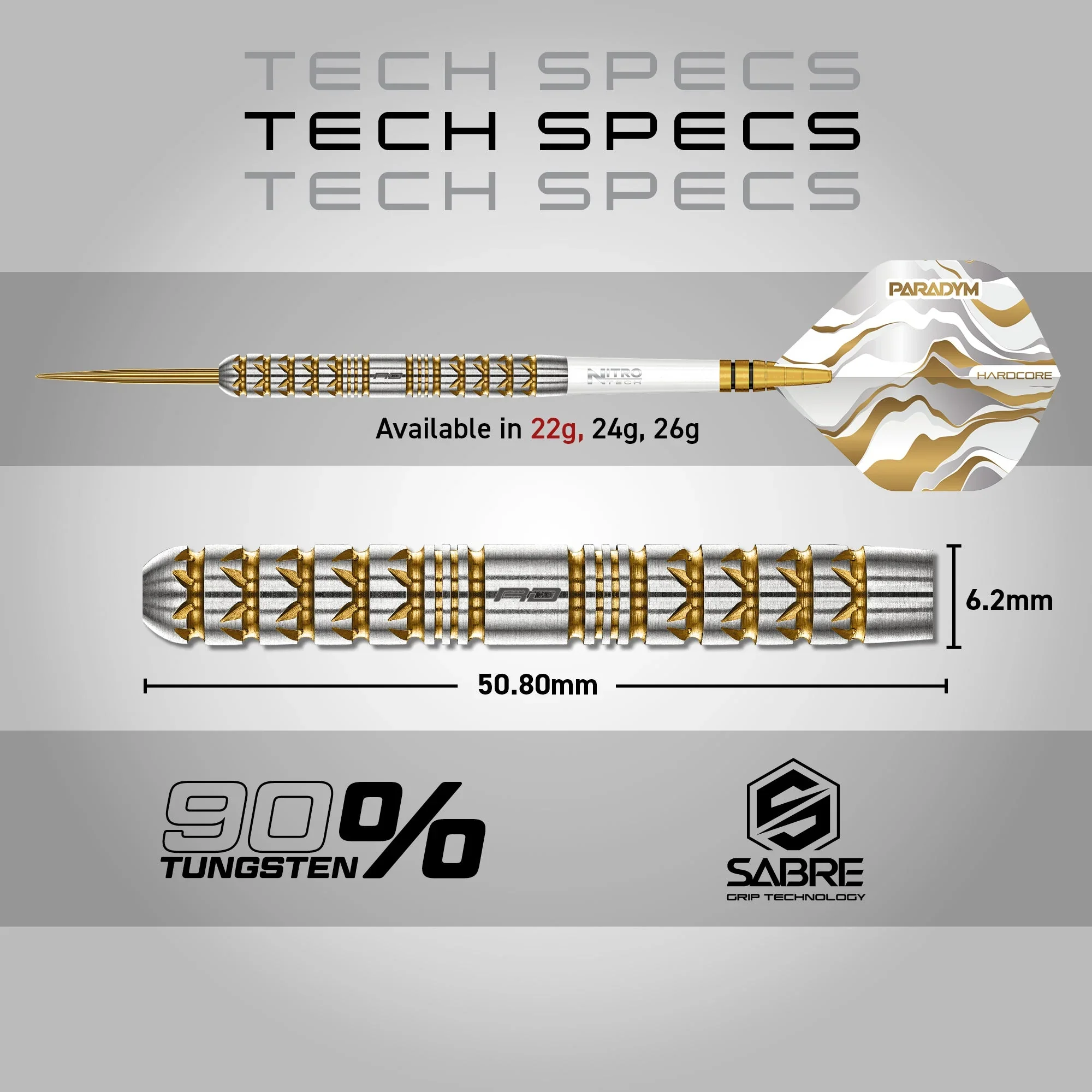 Paradym Gold Parallel Steel Tip Darts | Red Dragon - Image 4
