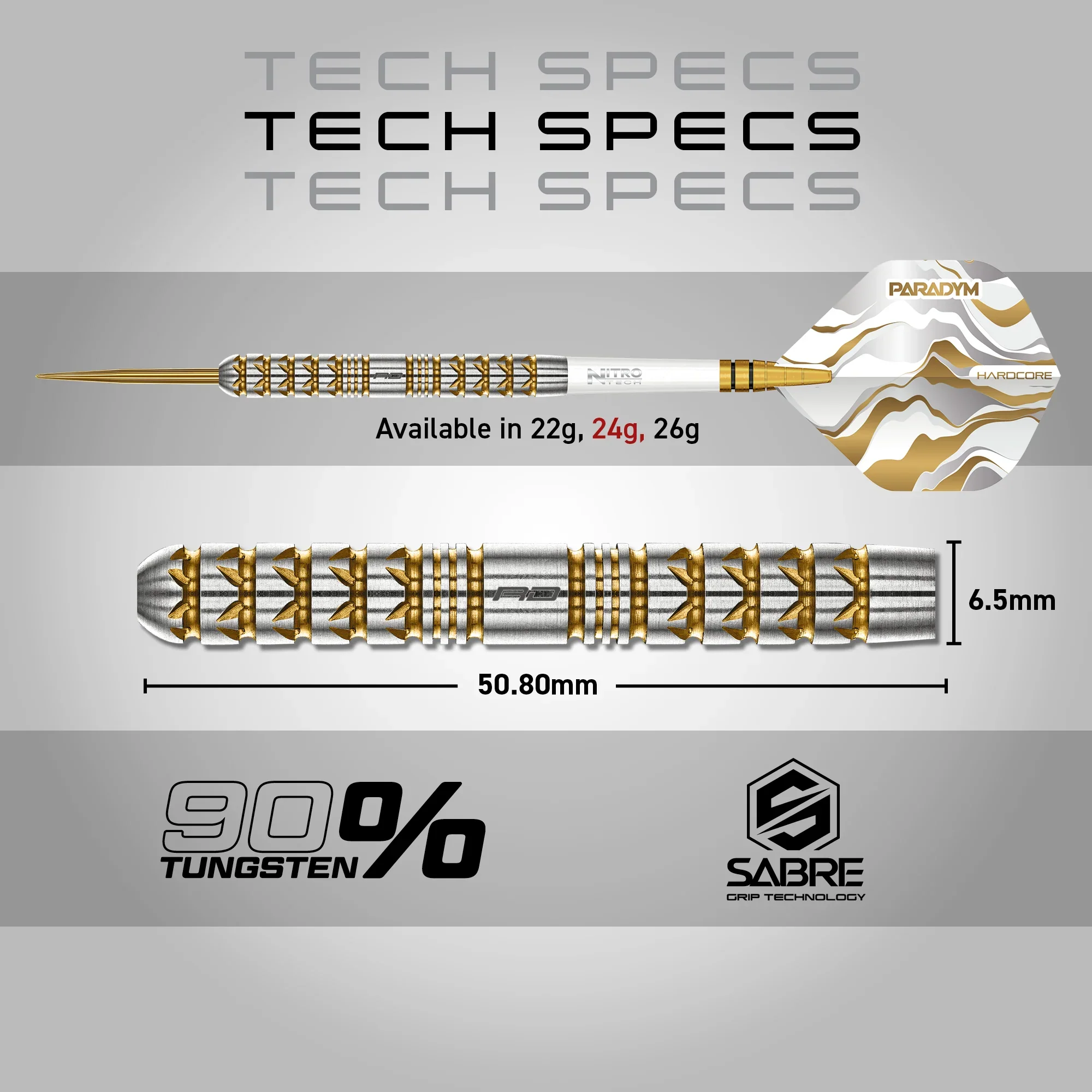 Paradym Gold Parallel Steel Tip Darts | Red Dragon - Image 5