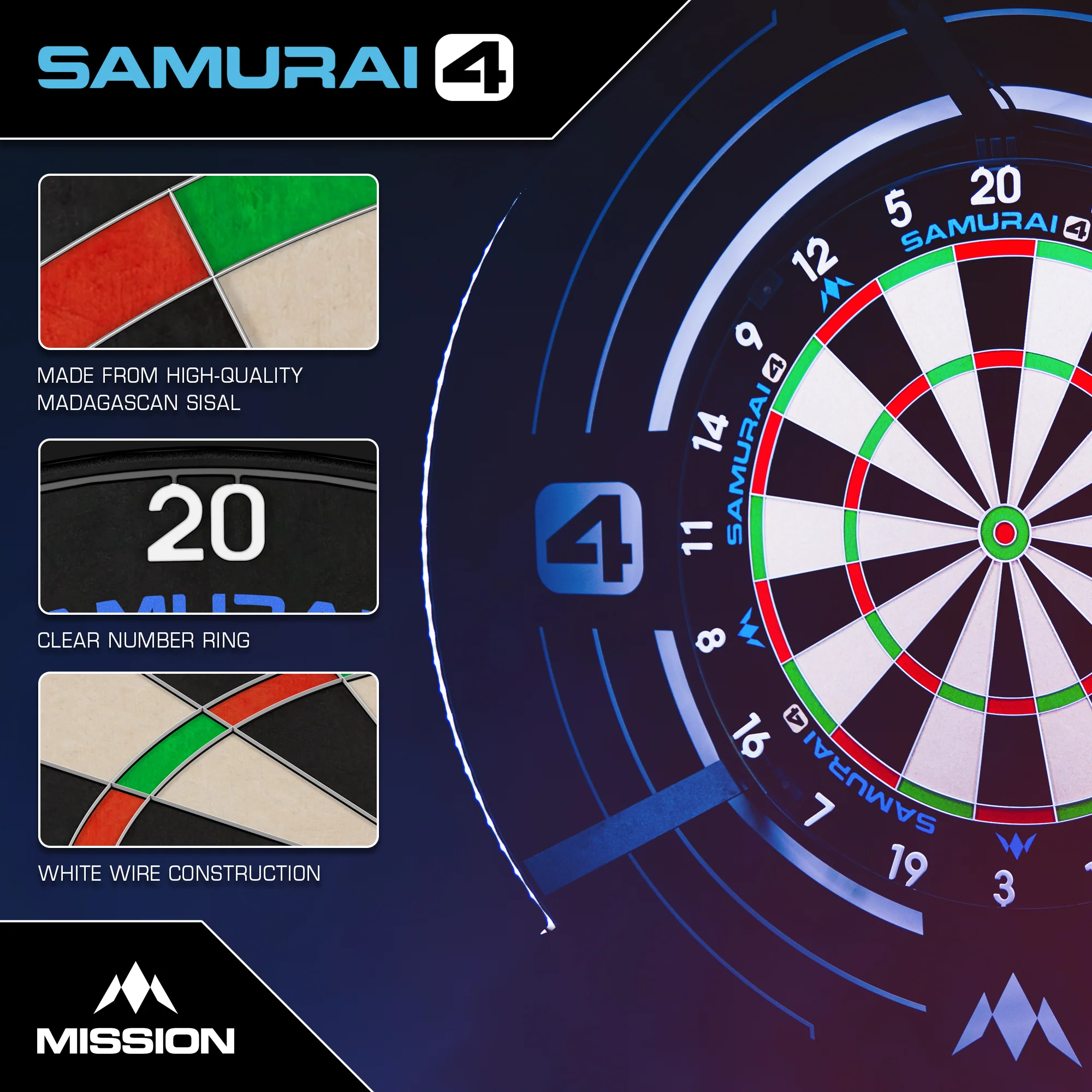Samurai 4 Dartboard - Professional White Edition | Mission - Image 4